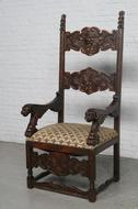 Throne Chair Carved France Walnut 1890