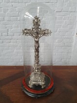 Crucifix in Dome Gothic Belgium Brass/glass 1880