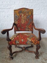 Armchair (Tapestry) Louis XV Belgium Walnut 1920