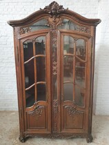 Bookcase/Vitrine Louis XV (Liege style) Belgium Oak 1840