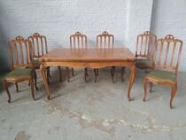Louis XV (Liege style) Table +  6 chairs