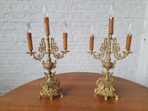 Table lamps (pair) Louis XV Belgium Bronze 1900