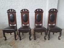 4 Chairs Renaissance France Walnut 1880