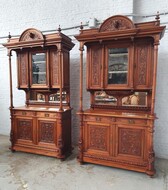 Cabinets (pair) Renaissance Belgium Walnut 1890