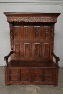Hall bench Renaissance Belgium Oak 1820