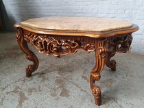 Coffee Table (Onyx top) Rococo Italy Walnut 1950