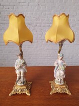 Table Lamps (pair) Rococo Italy Bronze/Pottery 1960