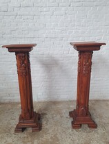 Colums (pair) Art Deco Belgium Oak 1930