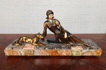 Statue (figure) Art Deco Belgium Marble/Bronze 1930