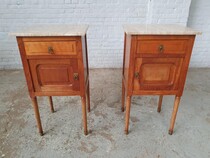 Nightstands (Pair) Art Nouveau Belgium Oak 1920