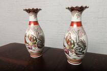 Vases (Pair) Chinese Style China Porcelain 1940
