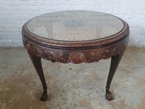 Coffee Table (Glass top) Chippendale Belgium Walnut 1930