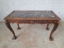 Coffee Table (Marble top) Chippendale Belgium Walnut 1920