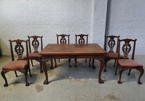 Table +  6 chairs Chippendale Belgium Oak 1920