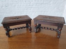 Benches (pair) Country French Belgium Oak 1900