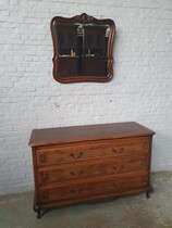 Chest of Drawers + Mirror Country French (Louis XV) Belgium Oak 1920