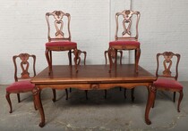 Table + chairs   (Large) Country French (Louis XV) Belgium Oak 1920