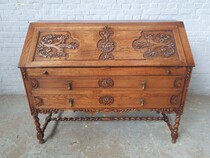Secretary desk Country French Belgium Oak 1920