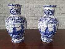 Vases (pair) Delft Holland Porcelain 1940