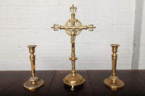 Crusifix set Gothic Belgium Bronze 1890