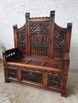 Hall Bench Gothic France Oak 1900