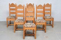 Table + chairs Gothic Belgium oak 1940