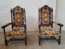 Hunting style Armchairs (pair)