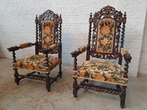 Hunting style Armchairs (pair)