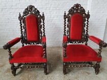 Hunting style Armchairs (pair)