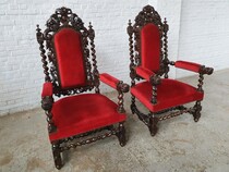 Hunting style Armchairs (pair)