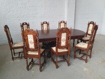 Hunting style Table +  8 chairs