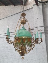 Chandelier (large) Lamp Belge Belgium Bronze (opaline glass) 1890