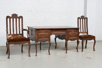 Desk and chairs Liege style Belgium Oak 1900