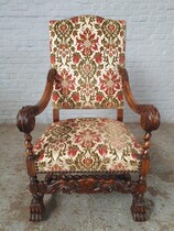 Armchair Louis XIV Belgium Walnut 1920