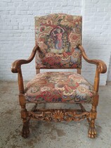 Armchair (Tapestry) Louis XIV Belgium Walnut 1920