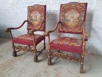 Louis XIV Armchairs (Tapestry)