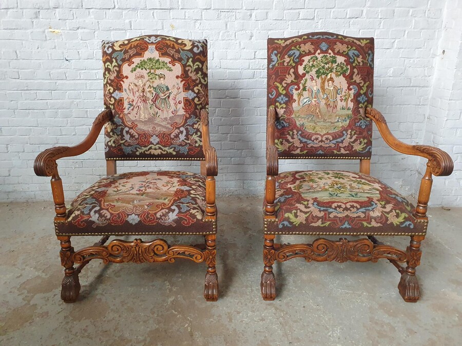 Louis XIV Armchairs (Tapestry)