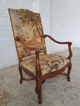 Armchair (Tapestry) Louis XV Belgium Walnut 1920