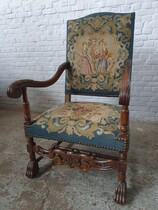 Armchair (Tapestry) Louis XV Belgium Walnut 1940