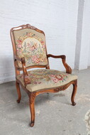 Armchair (Tapestry) Louis XV Belgium Walnut 1920