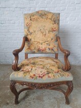 Armchair (Tapestry) Louis XV Belgium Walnut 1900