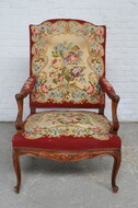 Armchair (Tapestry) Louis XV Belgium Walnut 1920