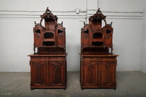 pair of cabinets Louis XV (Art Nouveau) Belgium Walnut 1900