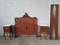 Bed and nightstands Louis XV Belgium Oak 1900