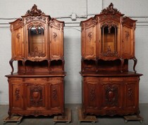 Buffets (cabinets) Louis XV Belgium Walnut 1890