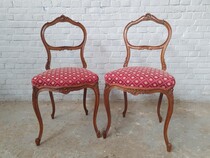 Chairs (Pair) Louis XV France Walnut (Solid) 1890