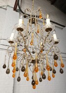 Chandelier Louis XV Italy (Murano) Brass/ Glass 1930