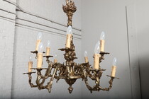 Chandelier (large) Louis XV Belgium Bronze 1920