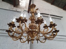 Chandelier (large) Louis XV France Bronze (solid) 1950