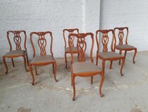 Set of Chairs Louis XV (Chippendale) Belgium Oak 1920